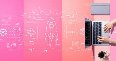 Bilgisayarla çalışan kişi ile hızlı büyüme kavramı