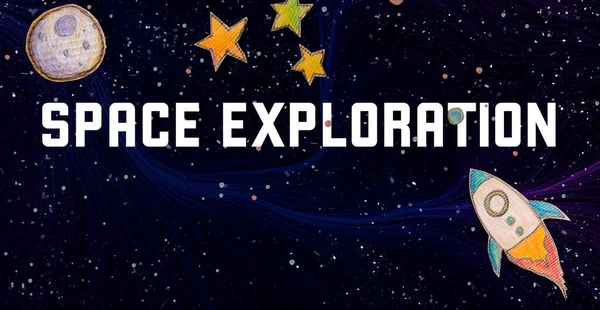 Tema de exploração espacial com um fundo espacial — Fotografia de Stock