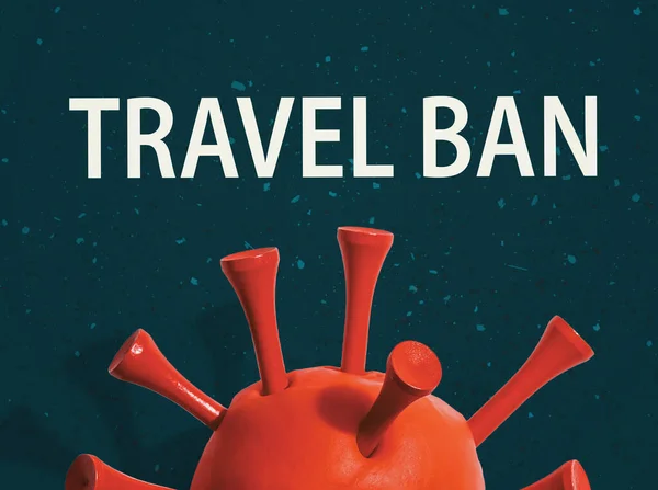 Travel Ban theme with a red virus — Stock Photo, Image