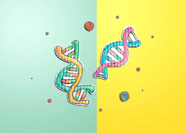 Temat sekwencjonowania DNA z tekturowymi rysunkami jednostek — Zdjęcie stockowe