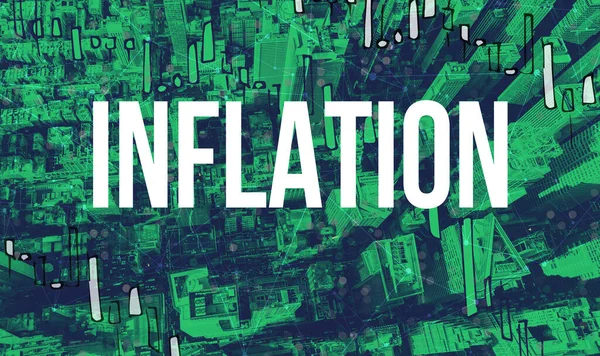 Inflationsthema mit Luftaufnahme von Manhattan New Yorker Wolkenkratzern — Stockfoto