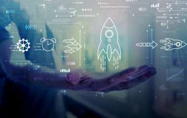 Genç adamla hızlı büyüme kavramı