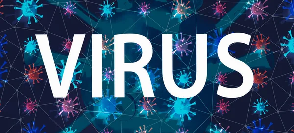 Temat wirusa z ciemnymi połączonymi wirusami — Zdjęcie stockowe