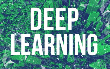 Soyut ağ kalıpları ve Manhattan gökdelenleri ile derin öğrenme teması