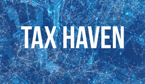 Tax Haven thema met abstract stadsbeeld — Stockfoto