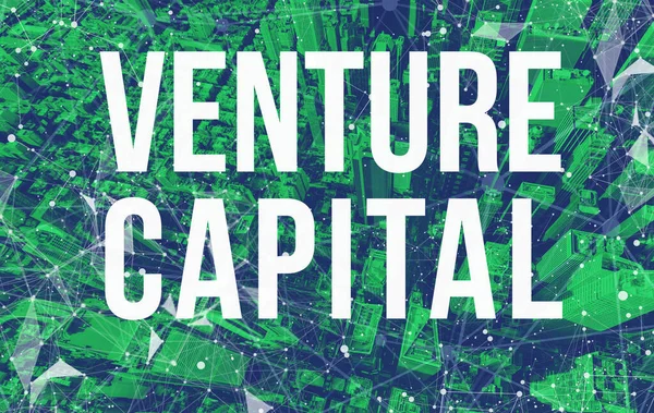 Venture Capital theme with abstract network patterns and Manhattan skyscrapers