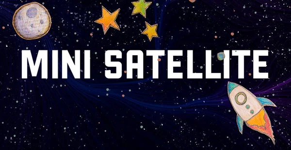 Mini Satelliet thema met een ruimte achtergrond — Stockfoto