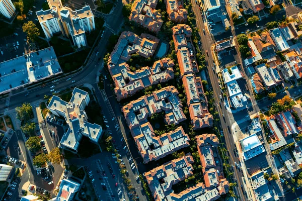 Widok z powietrza na budynki w pobliżu Westwood, Los Angeles — Zdjęcie stockowe