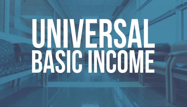 Universal Basic Income motyw z medycznym tle poczekalni — Zdjęcie stockowe