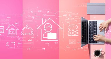 Bilgisayarla çalışan kişi ile Uzak Çalışma temasıName