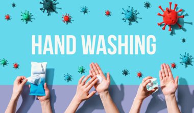 Ellerini yıkayan birinin el yıkama teması.