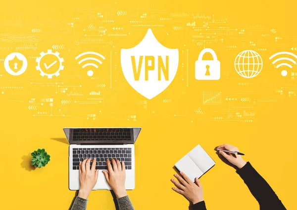 VPN koncept s lidmi, kteří spolupracují — Stock fotografie