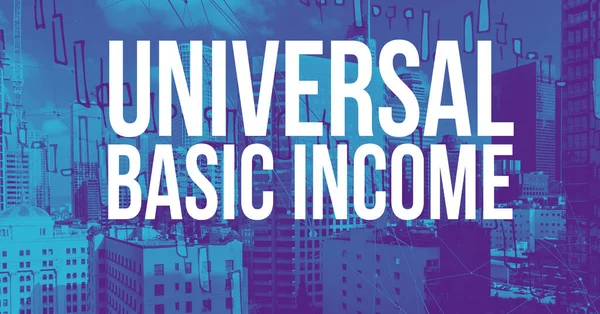 Tema Universal Basic Income con skycapers del centro di LA — Foto Stock
