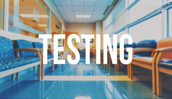 Testing theme with a medical waiting room background — Stock Photo, Image