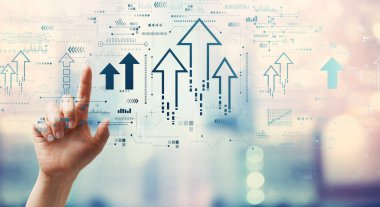 Bir tuşa elle basarak yükselen ok teması