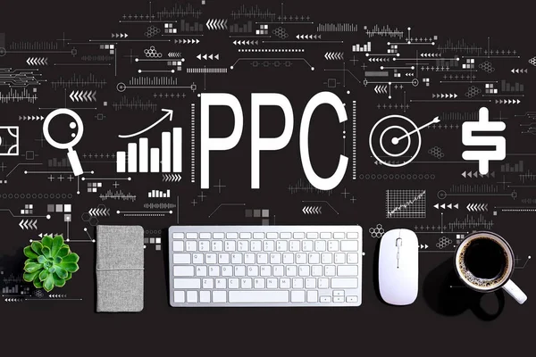 PPC - Betaal per klik concept met een toetsenbord — Stockfoto