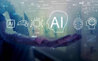 Genç adamla Al konsepti