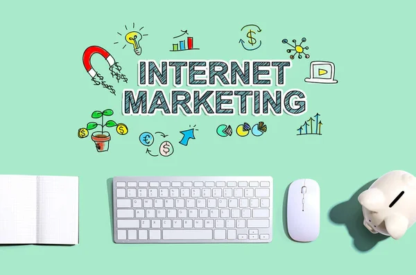 Internet-Marketing mit einer Computertastatur — Stockfoto