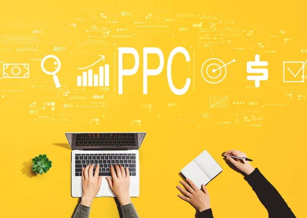 PPC - Concepto de pago por clic con personas que trabajan juntas — Foto de Stock