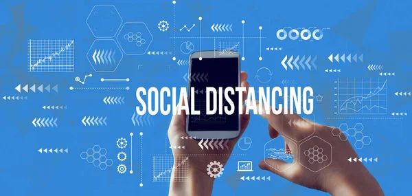 Thème Distanciation sociale avec smartphone — Photo