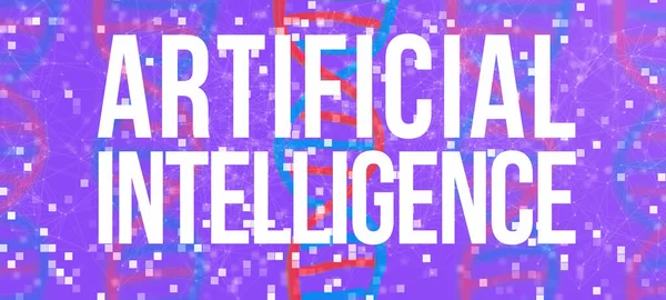 Artificiell intelligens tema med DNA och abstrakta linjer — Stockfoto