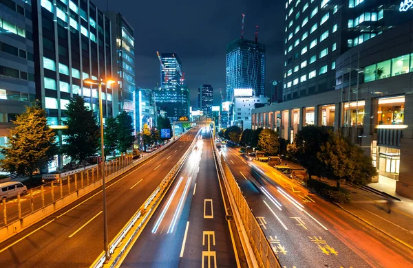 东京Shibuya深夜交通情况, — 图库照片