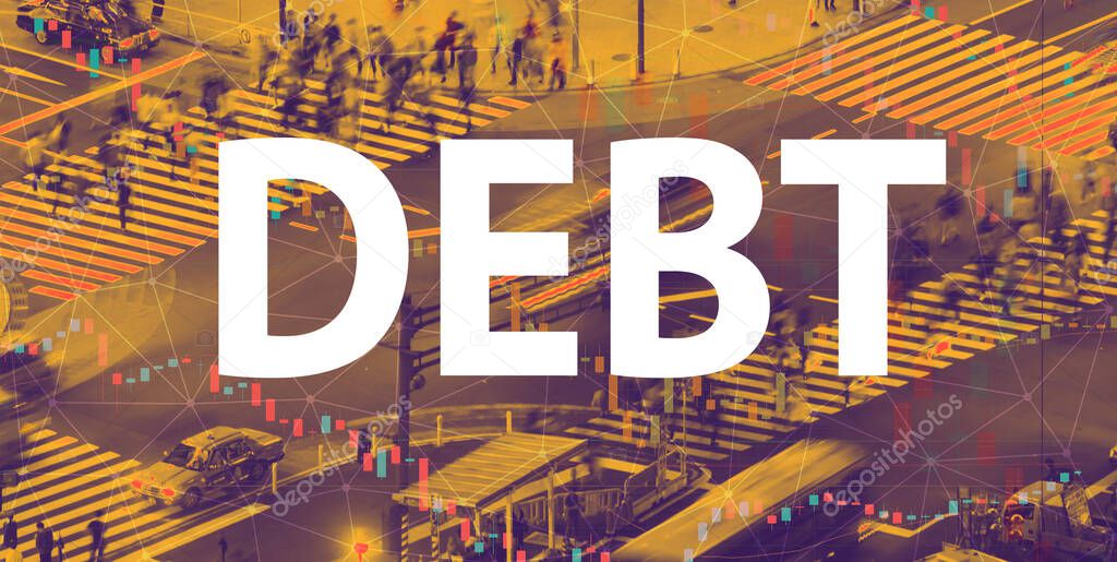 Debt theme with a busy intersection