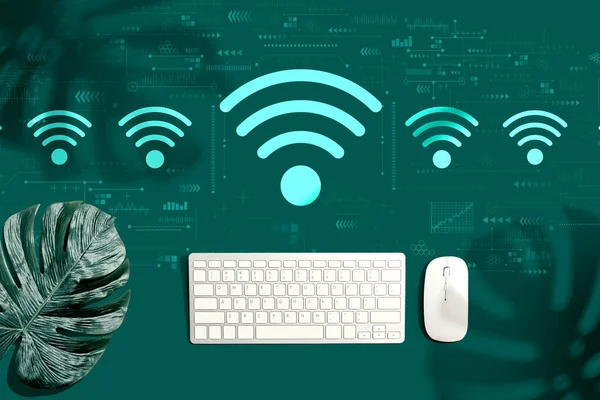 Bir bilgisayar klavyesi ile Wifi temasıName — Stok fotoğraf