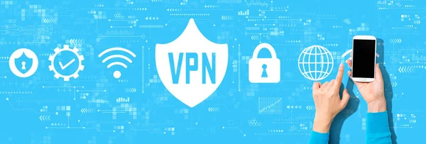 Concept VPN avec personne utilisant un smartphone — Photo