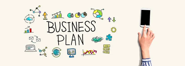 Businessplan mit Smartphone-Nutzung — Stockfoto