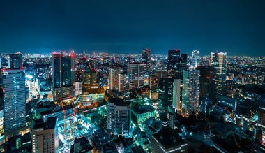 Tokyo şehir manzarası hava manzarası