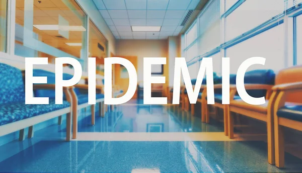 Epidemic theme with a medical waiting room background — Stock Photo, Image