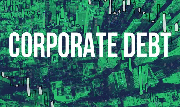 Tema de dívida corporativa com vista aérea de arranha-céus Manhattan NY — Fotografia de Stock
