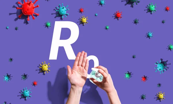 R Köpt tema med handdesinfektionsmedel — Stockfoto