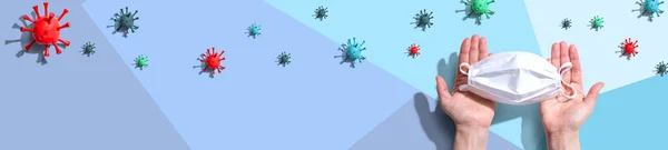 インフルエンザとコロナウイルスの外科用マスク｜Covid-19コンセプト — ストック写真