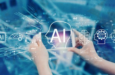 Akıllı telefon kullanan kişide yapay zeka kavramı