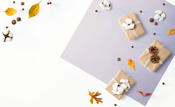 Coffrets cadeaux avec thème d'automne — Photo