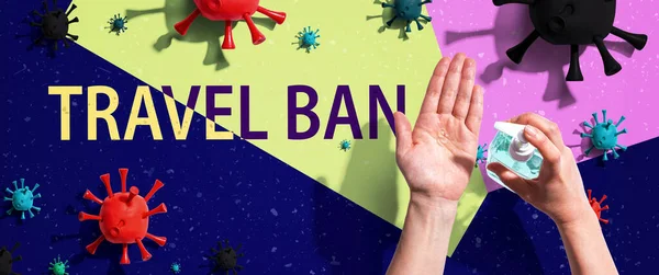 Travel Ban theme with person washing their hands — Stock Photo, Image