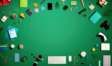 Elektronik aletler ve ofis malzemeleri koleksiyonu.