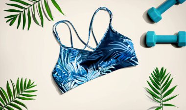 Dambıl ve spor sutyenli spor teması