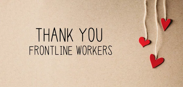 Merci Frontline Workers message avec de petits cœurs — Photo
