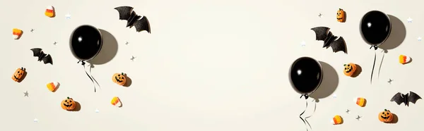 핼러윈 장식이 있는 검은 풍선 — 스톡 사진