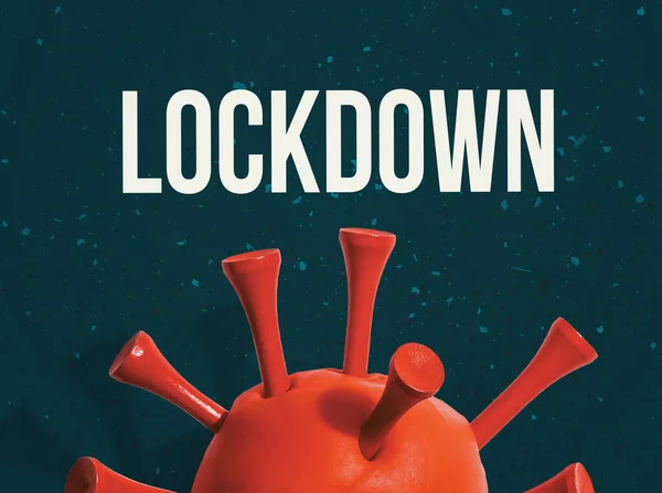 Tema Lockdown con un virus rosso — Foto Stock