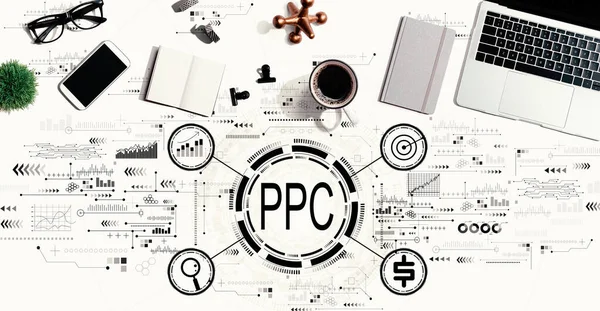 PPC - Betala per klick koncept med en bärbar dator — Stockfoto