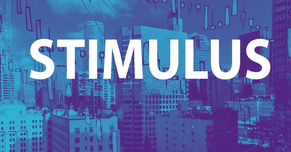 Stimulus téma LA belvárosában skycapers — Stock Fotó