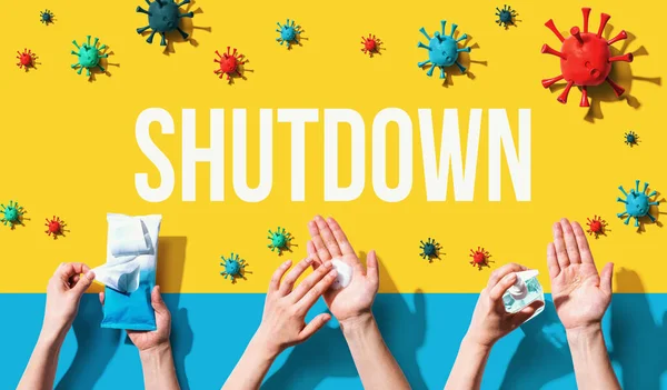 Shutdown theme with person washing their hands — Stock Photo, Image