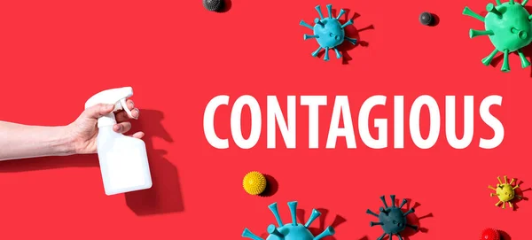 Tema contagioso con spray igienizzante — Foto Stock