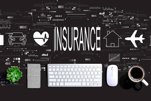 Insurance concept with a computer keyboard — Stock Photo, Image