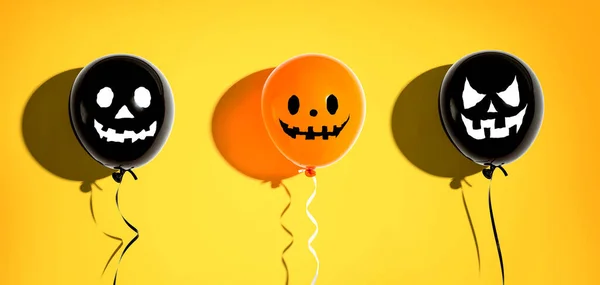 Halloween balloon ghosts with happy faces — Stock Photo, Image
