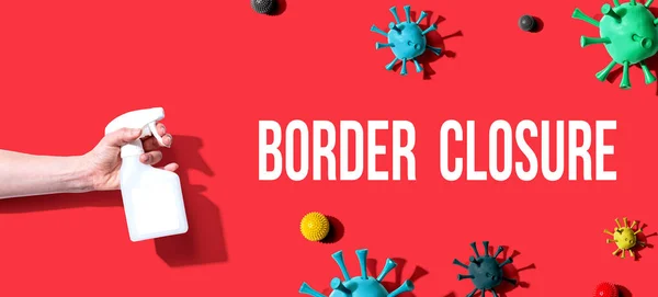 Border Closure Theme with sanitizing spray — Stock Photo, Image